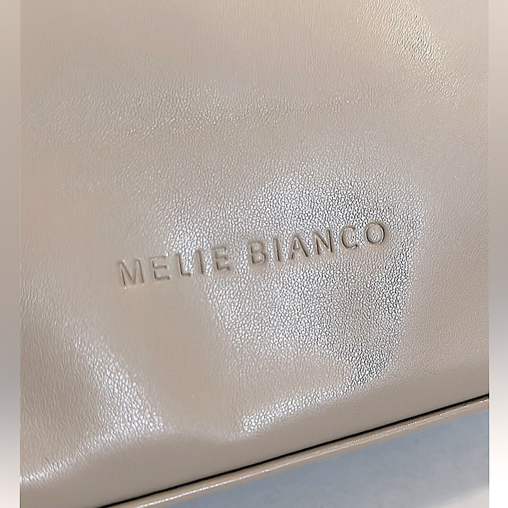Melie Bianco Zip Top Tan Pouch Clutch NWOT - Picture 2 of 16